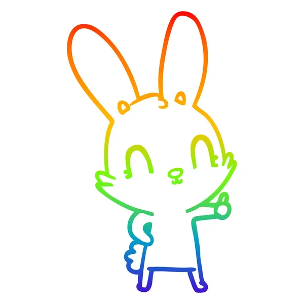Regenboog gradiënt lijntekening cute cartoon konijn — Stockvector