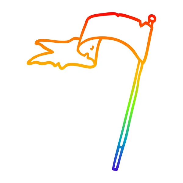 Regenboog gradiënt lijntekening cartoon zwaaiende vlag — Stockvector