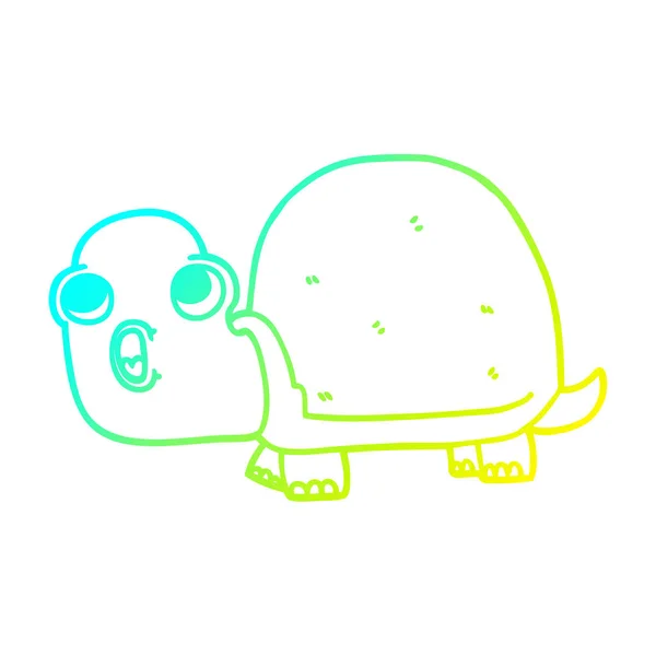 Linha gradiente frio desenho dos desenhos animados chocado tartaruga — Vetor de Stock