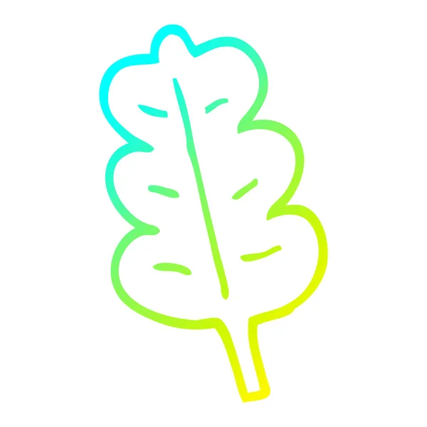 Cold gradient line drawing cartoon oak leaf — Stock Vector