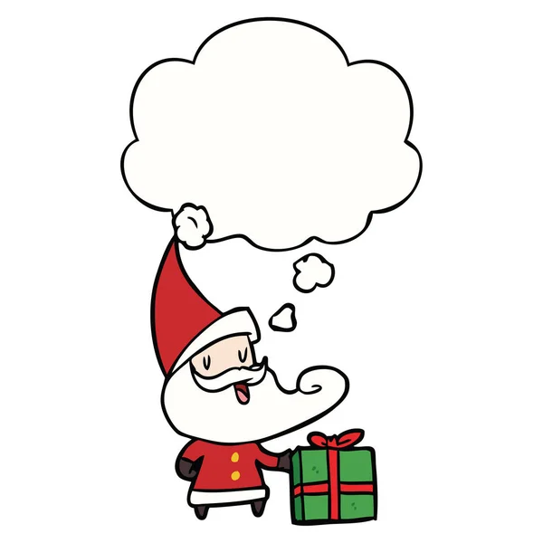 Dibujos animados Santa Claus y burbuja de pensamiento — Vector de stock