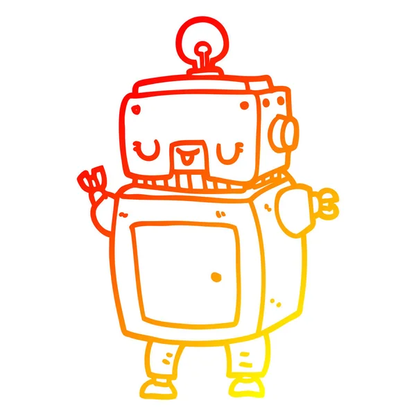 Chaud gradient ligne dessin robot dessin animé — Image vectorielle