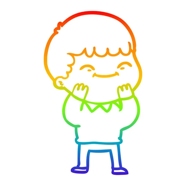 彩虹渐变线绘制卡通快乐男孩 — 图库矢量图片
