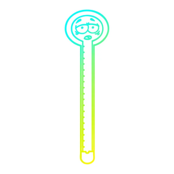 Kall gradient linje ritning tecknad termometer — Stock vektor