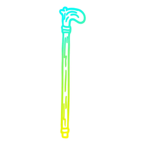 Kall gradient linje ritning tecknad Walking Stick — Stock vektor