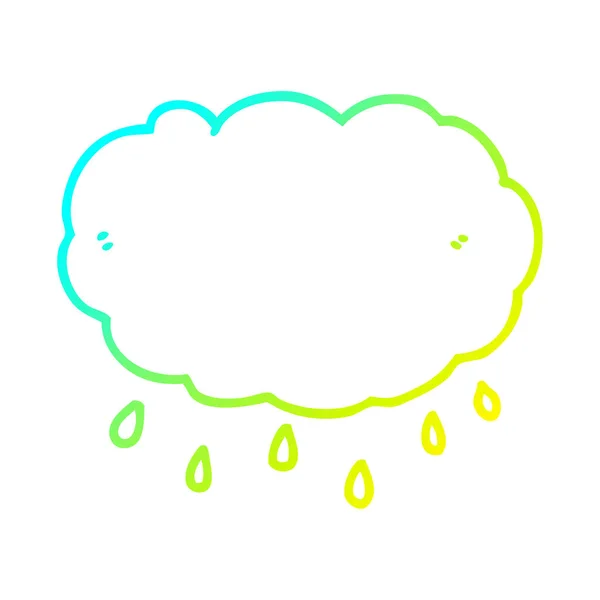 Kalte Gradientenlinie Zeichnung Karikatur Regenwolke — Stockvektor