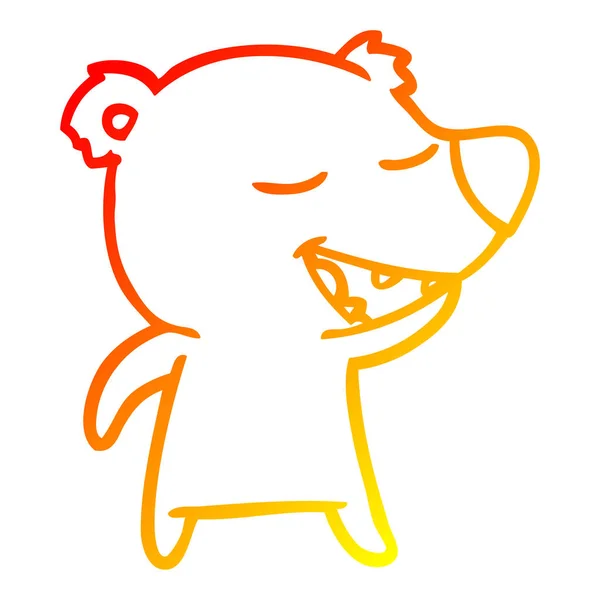 Linea gradiente caldo disegno cartone animato orso — Vettoriale Stock