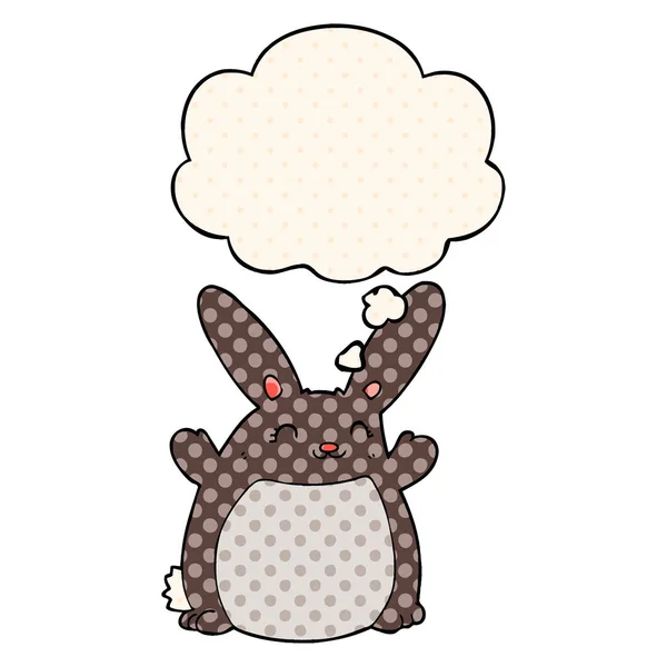 Tecknad kanin och tankebubbla i serietidningsstil — Stock vektor