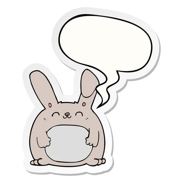 Cartoon konijn en toespraak bubble sticker — Stockvector