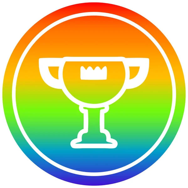 Trophy award circular in rainbow spectrum — Stock Vector