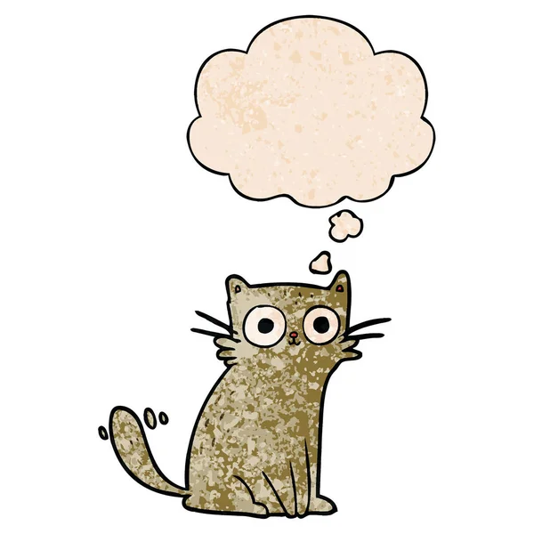 Kreskówka kot i myśl bańka w grunge tekstura wzór — Wektor stockowy