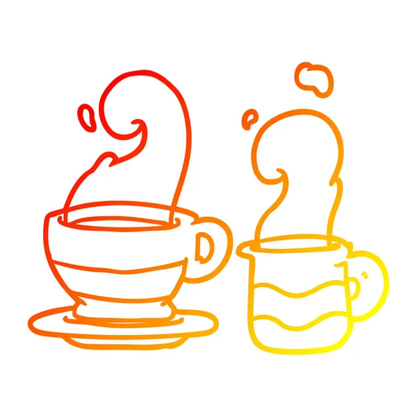 暖梯度线画杯咖啡 — 图库矢量图片