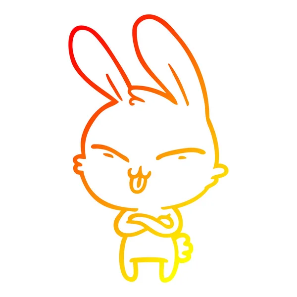 Chaud gradient ligne dessin mignon dessin animé lapin — Image vectorielle