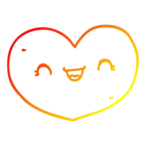 Caldo gradiente linea disegno cartone animato amore cuore — Vettoriale Stock