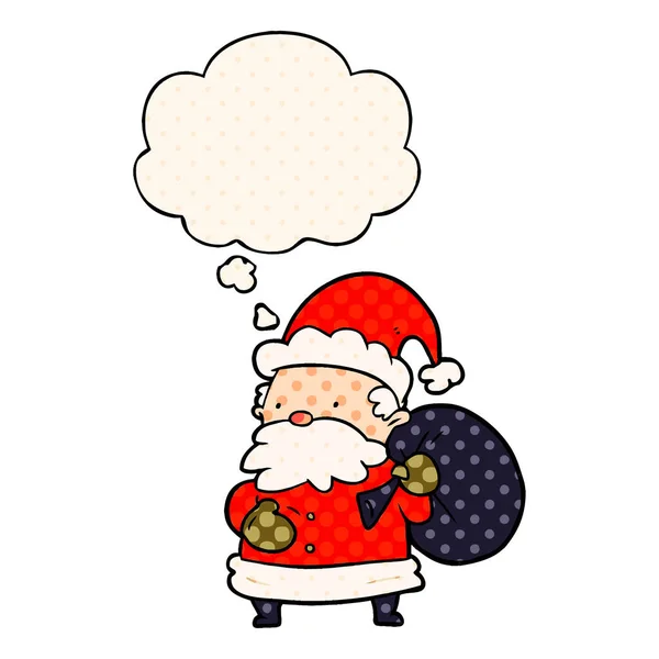 Мультфильм Санта-Клауса и мыльный пузырь в стиле комиксов — стоковый вектор