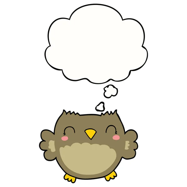 Leuke cartoon Owl en dacht Bubble — Stockvector
