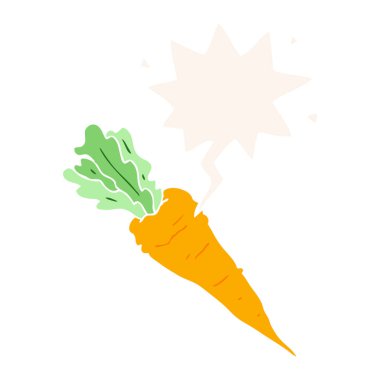 retro tarzıkarikatür havuç ve konuşma balonu