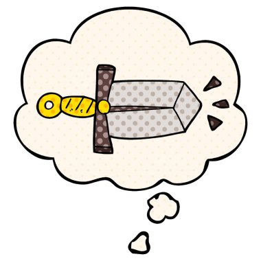 çizgi film kılıç ve çizgi roman tarzında düşünce balonu