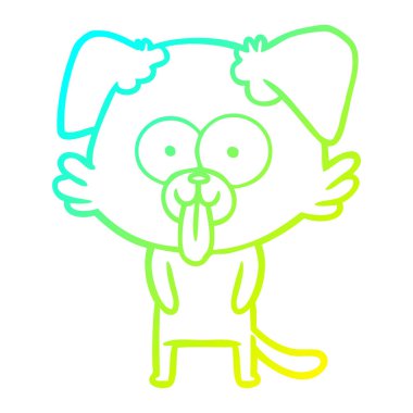 dil dışarı yapışmasını ile soğuk degrade çizgi çizim karikatür köpek