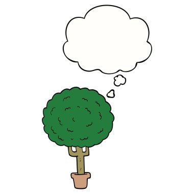 karikatür ağacı ve düşünce balonu