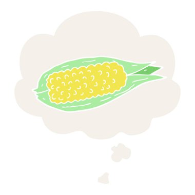 retro tarzında karikatür mısır ve düşünce balonu