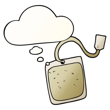 karikatür çay poşeti ve pürüzsüz degrade tarzında kabarcık düşünce