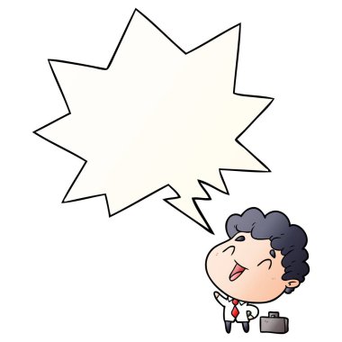 sevimli karikatür işadamı ve konuşma balonu pürüzsüz degrade st