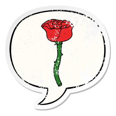 karikatür çiçek ve konuşma balonu sıkıntılı etiket
