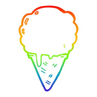 gökkuşağı degrade çizgi çizim karikatür dondurma