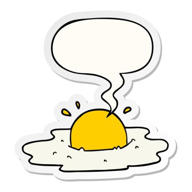 karikatür kızarmış yumurta ve konuşma kabarcık etiket