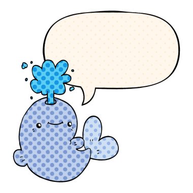 çizgi film balina spouting su ve konuşma balonu çizgi roman sty