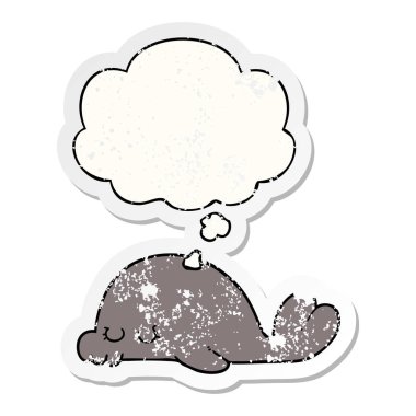 karikatür mühür ve sıkıntılı yıpranmış etiket olarak kabarcık düşünce