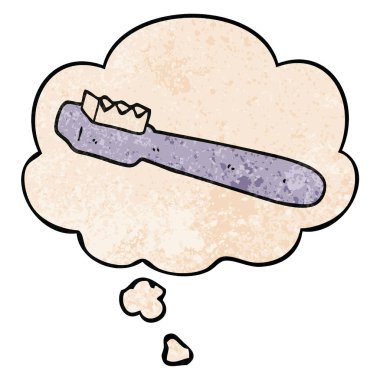 karikatür diş fırçası ve grunge doku desen düşünce kabarcık 