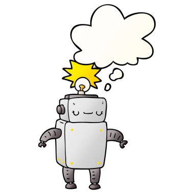 karikatür robot ve pürüzsüz degrade tarzında düşünce kabarcık