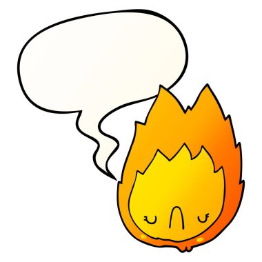 düzgün degrade tarzında karikatür mutsuz alev ve konuşma balonu
