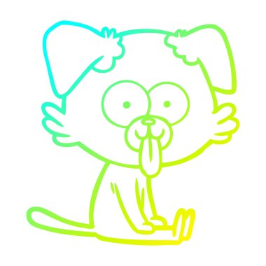 dil çubuğu ile soğuk degrade çizgi çizim karikatür oturan köpek