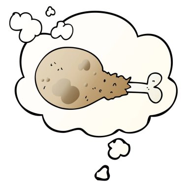 karikatür pişmiş tavuk bacak ve pürüzsüz degrade kabarcık düşünce