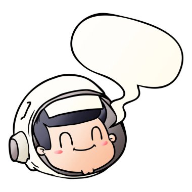 çizgi film astronot yüz ve konuşma balonu pürüzsüz degrade stil