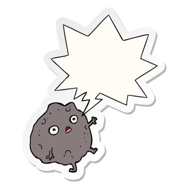 karikatür kaya düşme ve konuşma kabarcık etiket