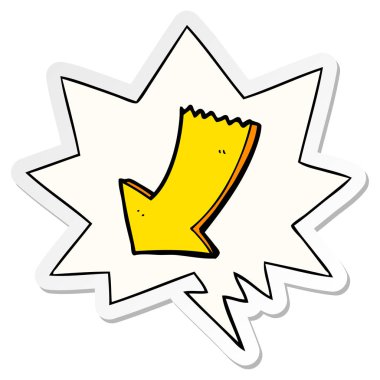 karikatür işaret ok ve konuşma kabarcık etiket