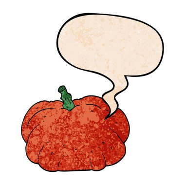 retro doku tarzında karikatür kabak ve konuşma balonu