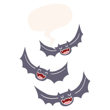 retro tarzıkarikatür vampir yarasalar ve konuşma balonu