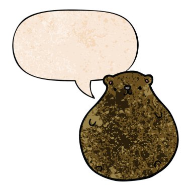 retro doku tarzında karikatür ayı ve konuşma balonu