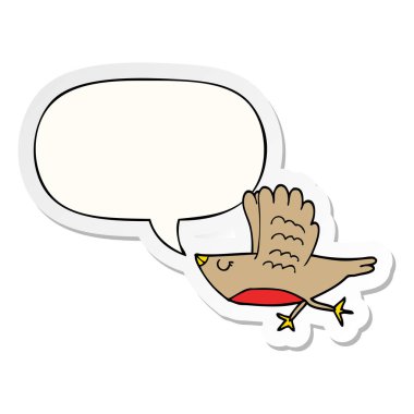karikatür kuş ve konuşma kabarcık etiket