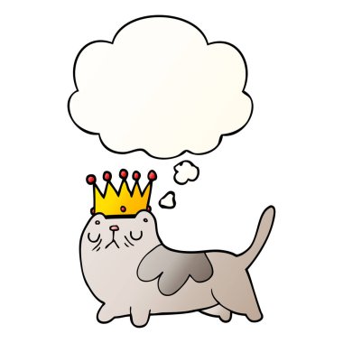 karikatür kibirli kedi ve pürüzsüz degrade tarzında kabarcık düşünce