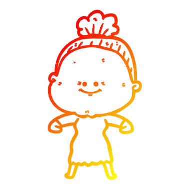 sıcak degrade çizgi çizim karikatür mutlu yaşlı kadın