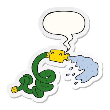 karikatür hortum ve konuşma kabarcık etiket