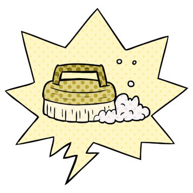 çizgi roman tarzında karikatür ovma fırça ve konuşma balonu