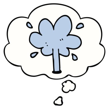 karikatür su fışkırtme ve düşünce balonu