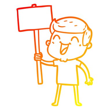 sıcak degrade çizgi çizim karikatür adam gülüyor